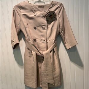 Darling Elegant Beige Double-Breasted Tie Waist Jacket Size M